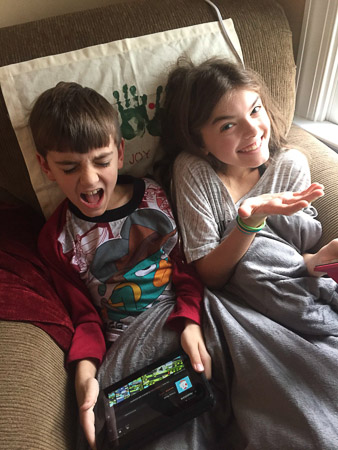 Cold January mornings mean snuggles and video games 