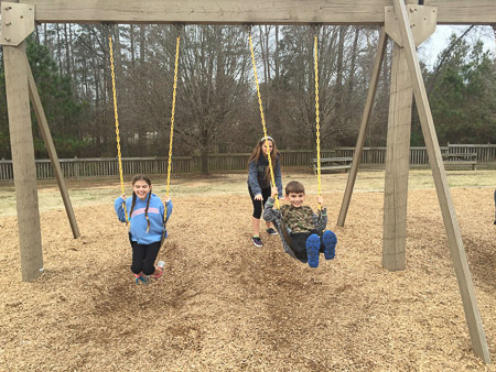 warm afternoon at Kelly Road Park with Ella, Ania, and Jonah