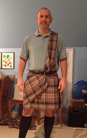 Kilt is done. Next he made Jonah one! See March for pictures at the Kilt Run!