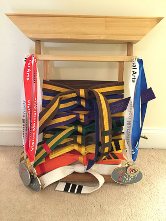 Jonah's belt display that Andrew made 