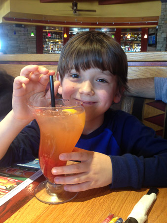 Jeremiah's birthday - Red Robin and street hockey 