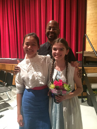 Ella, Olivia, and Mr. Yancey after Music Man