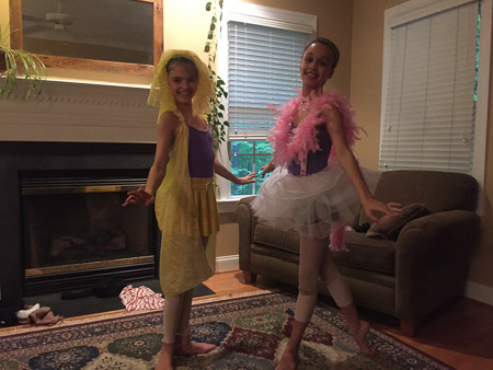 Ella and Adele practicing for Peter and the Wolf