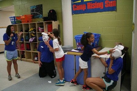 Ella's birthday at the Y--the birthday kids get to 