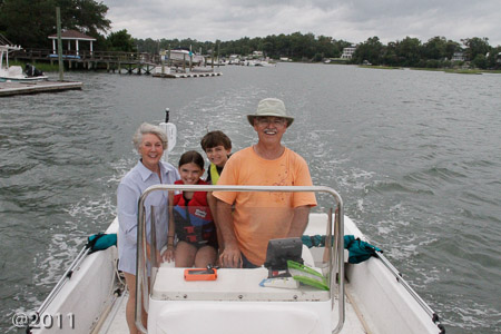 Grandma Connie, Grandpa Warren, and the kids on the Intracoastal