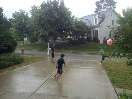 Playing in the rain