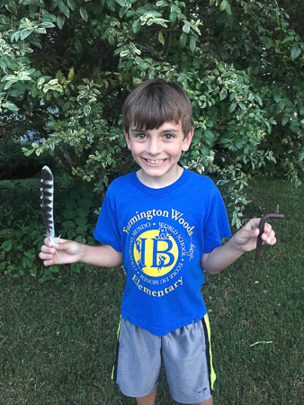treasures from the walk: Hawk Feather and Allen Wrench