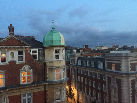 evening view out the living room window