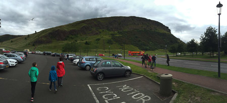 climbing up to Arthur's Seat 