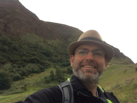 climbing up to Arthur's Seat 
