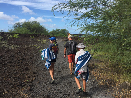 Hiking out the lava fields to snorkle at Ahihi Keanau Reserve