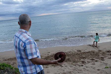 Daddy throws the salty coconut
