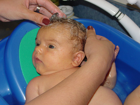 Ella's first bath!