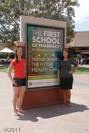 The Two Sarahs found an ad for the Chapman University School of Pharmacy at the mall!