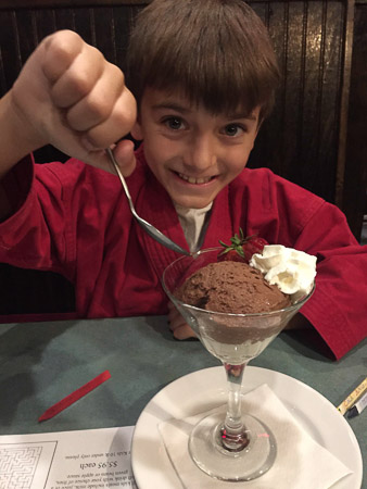 Jonah's favorite treat: chocolate mousse Doherty's