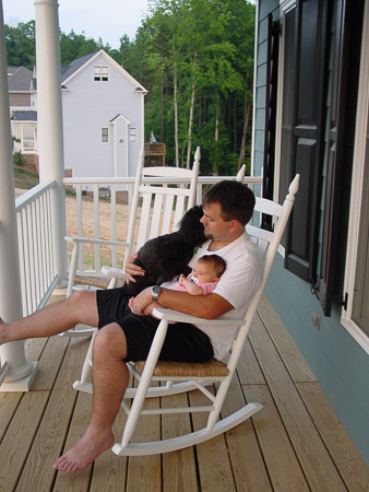 On the deck with Farley and Dad