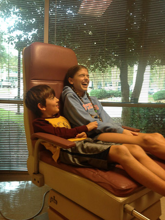 Laughing at the podiatrist