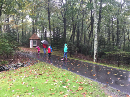 rainy dreary hike up the mountain