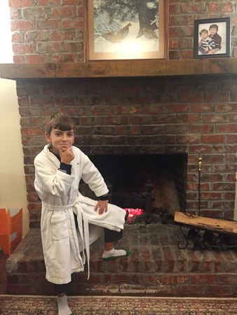 Jonah wore that bathrobe the entire weekend