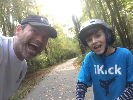 Skateboarding and Scooting down the greenway