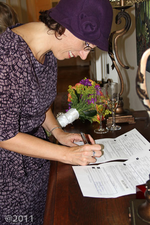 signing the wedding license
