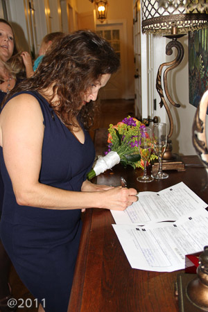 signing the wedding license