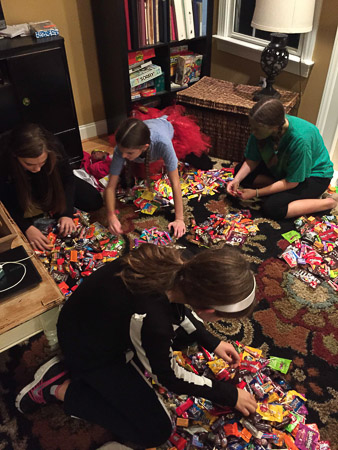 sorting the candy haul