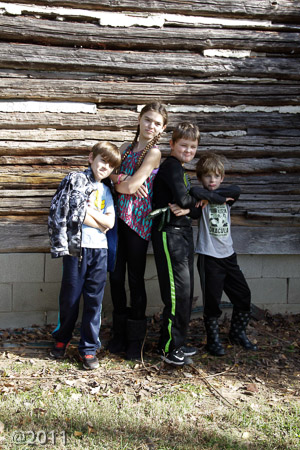 Jonah, Ella, Britt, and Eddie at Jordan Lake Christmas Tree Farm