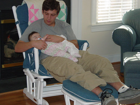 Snuggling with Uncle Joe