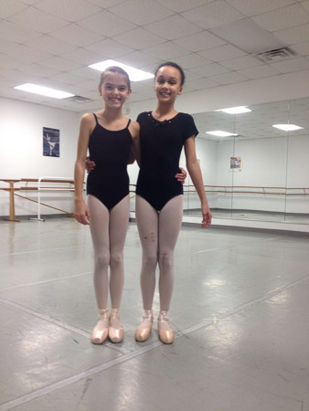 Adele and Ella pointe class