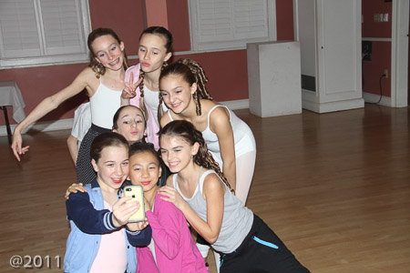 Posing for pictures backstage
