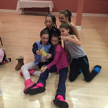 Posing for pictures backstage