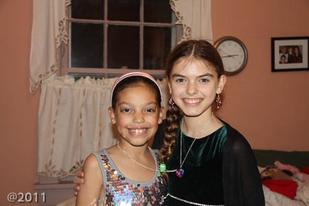 Ella and Emily on Christmas Eve at LInden Street