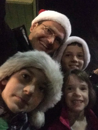 Andrew took Jonah, Noah, and Audrey to Holiday Express at Pullen Park 