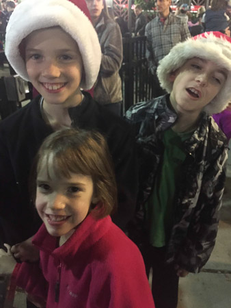 Andrew took Jonah, Noah, and Audrey to Holiday Express at Pullen Park 