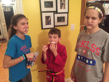 Chubby bunny with Ella, Jonah, and Ania