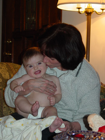 Great Aunt Pam smoochin' Ella