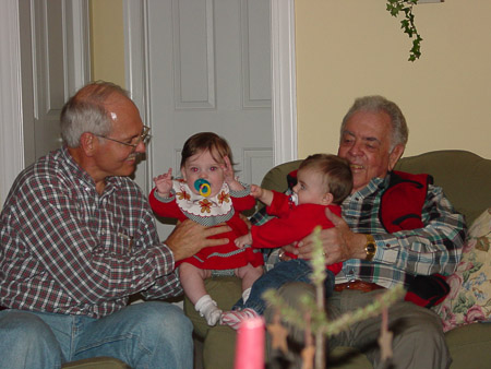Grandpa, Grace, Ella and Great Grandpa Hubbard